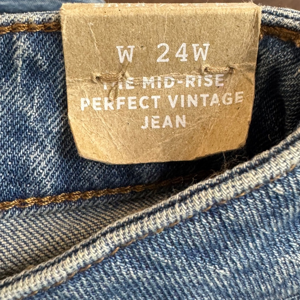 Madewell Womens Mid-Rise Perfect Vintage Ainsdale Wash Jeans Knee-Rip Plus 24W - Picture 15 of 16